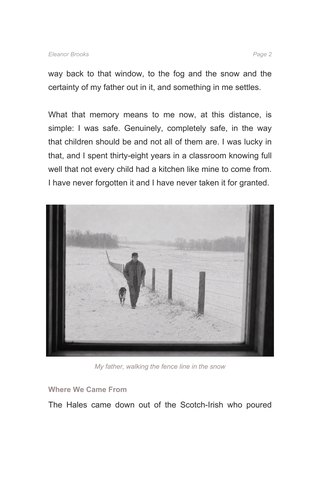 Chapter openers — a page from Eleanor Brooks' HeartTold memoir